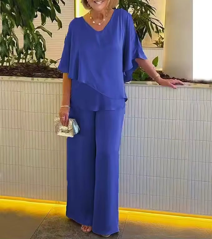 Women's Chiffon Overlay Two-Piece Set