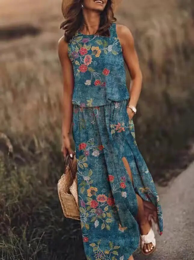Women Printed Summer Dress with Flowing Fit and Lightweight Comfortable Design