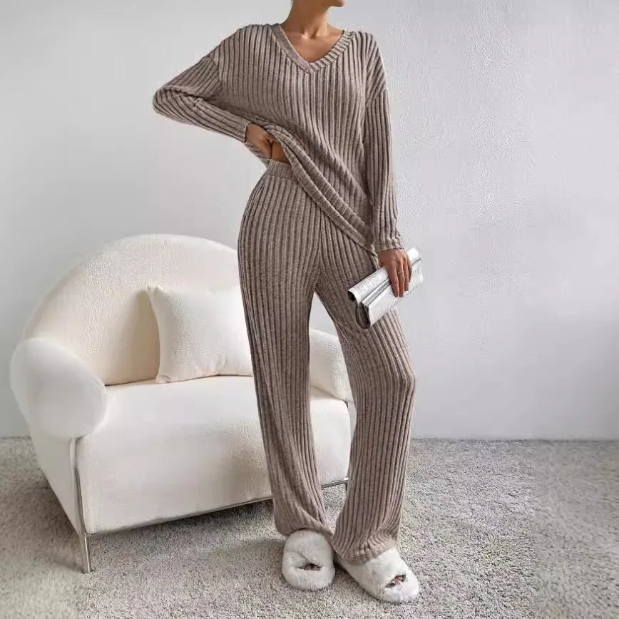 Ensemble d’intérieur pour femme en maille côtelée