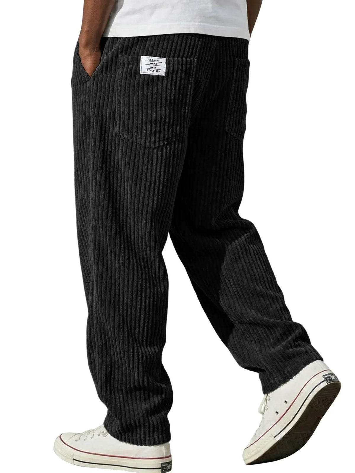 Pantalon décontracté côtelé pour homme
