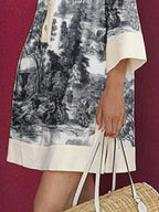Women's Vintage Print Tunic Dress for Elegant Everyday Summer Styling