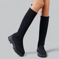 Women's Knit Knee-High Chunky Sole Boots
