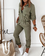 Damen Utility-Jumpsuit mit Knopfleiste und bequemer, schmaler Passform