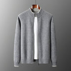 Men's Minimalist Zip-Up Knit Cardigan