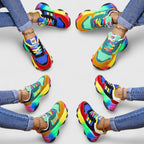 Baskets pour femmes à semelle arc-en-ciel et empiècements multicolores