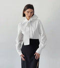 Damen Schleifenkragen-Bluse mit eleganter, strukturierter Passform und langen Ärmeln