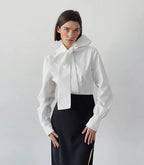 Damen Schleifenkragen-Bluse mit eleganter, strukturierter Passform und langen Ärmeln