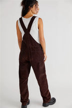 Damen Cord-Overall mit lockerem Schnitt und verstellbaren Trägerdetails