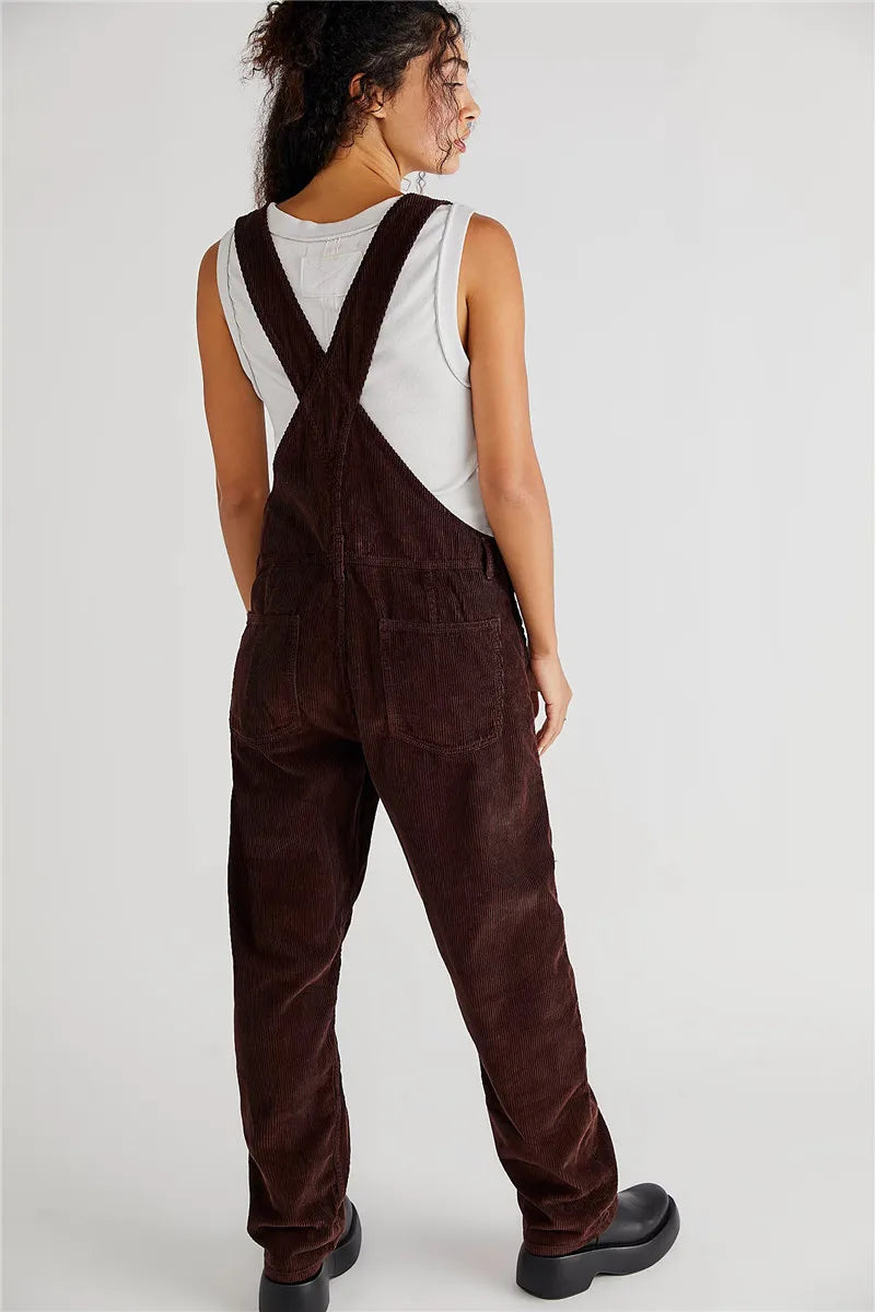 Damen Cord-Overall mit lockerem Schnitt und verstellbaren Trägerdetails
