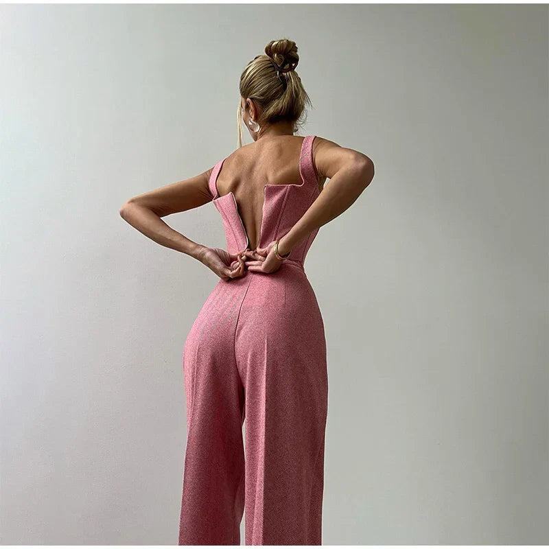 Mono de pierna ancha sastre para mujer