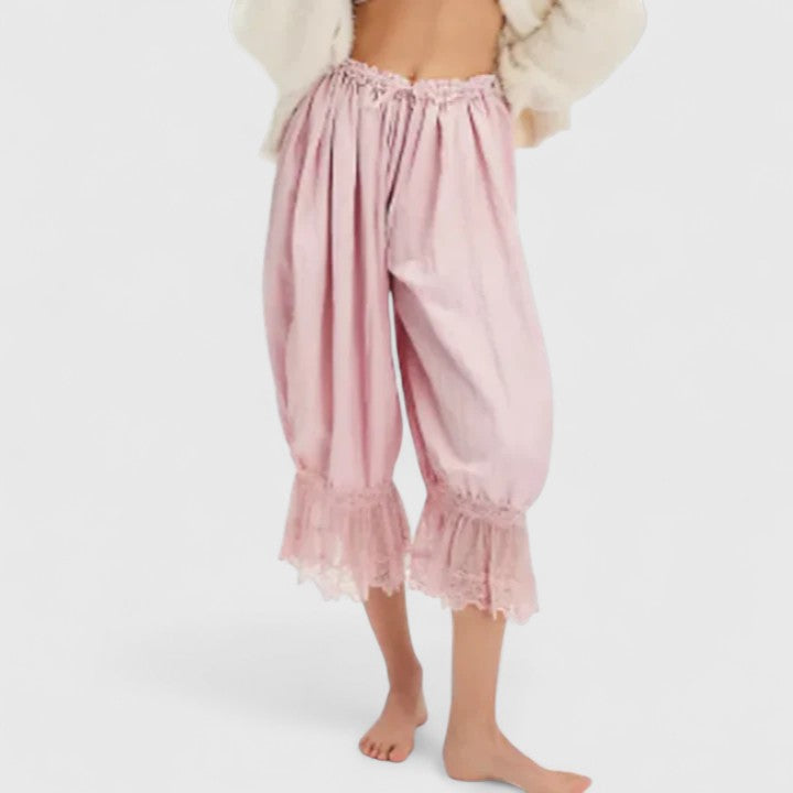 Dame haremsbukser med blonderkant