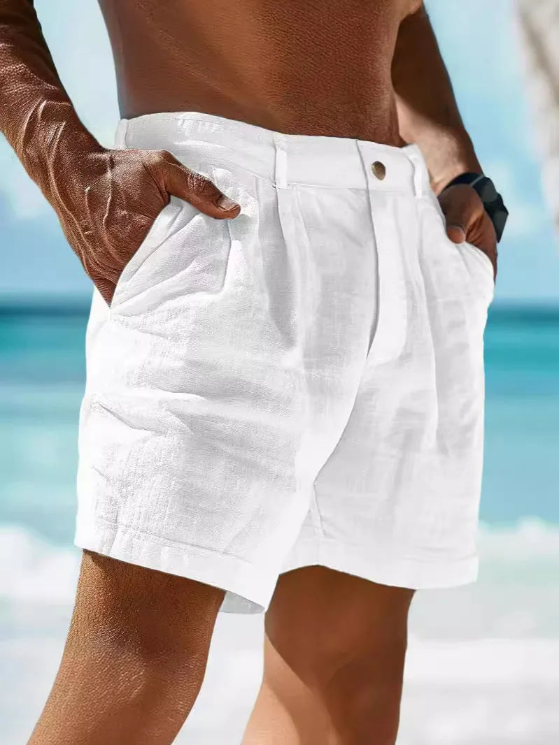 Herren-Leinen-Shorts mit normaler Passform für den täglichen Sommergebrauch