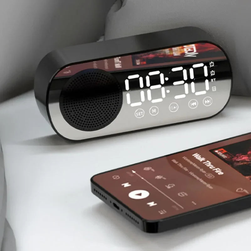 Digital Alarm Clock with Bluetooth Speaker