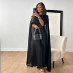 Damen Maxikleid mit Cape-Design und eleganter, fließender Silhouette