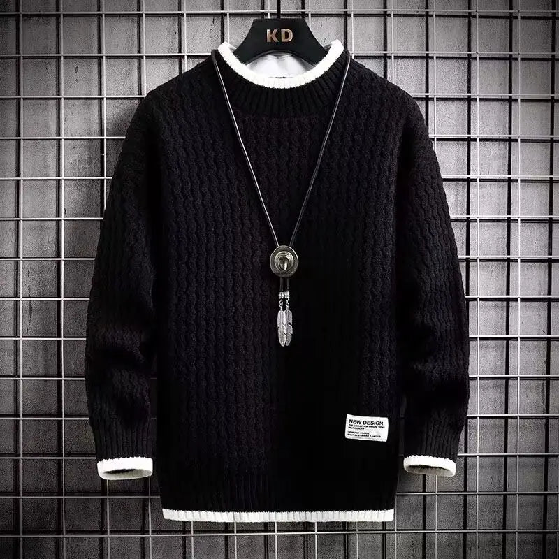 Pull texturé à col rond pour homme