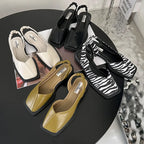 Women's Square Toe Slingback Flats with Elastic Back Strap and Cushioned Comfort Insole
