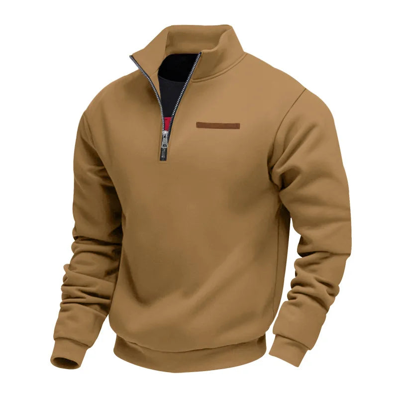 Sweat-shirt pour homme à col zippé quart de zip