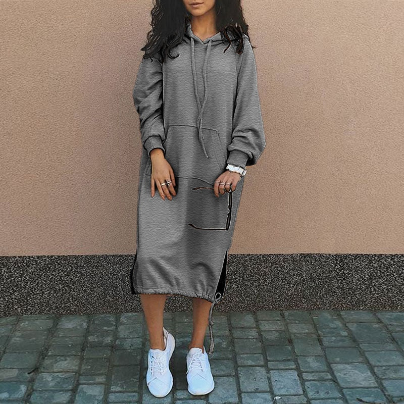 Abito midi con cappuccio da donna
