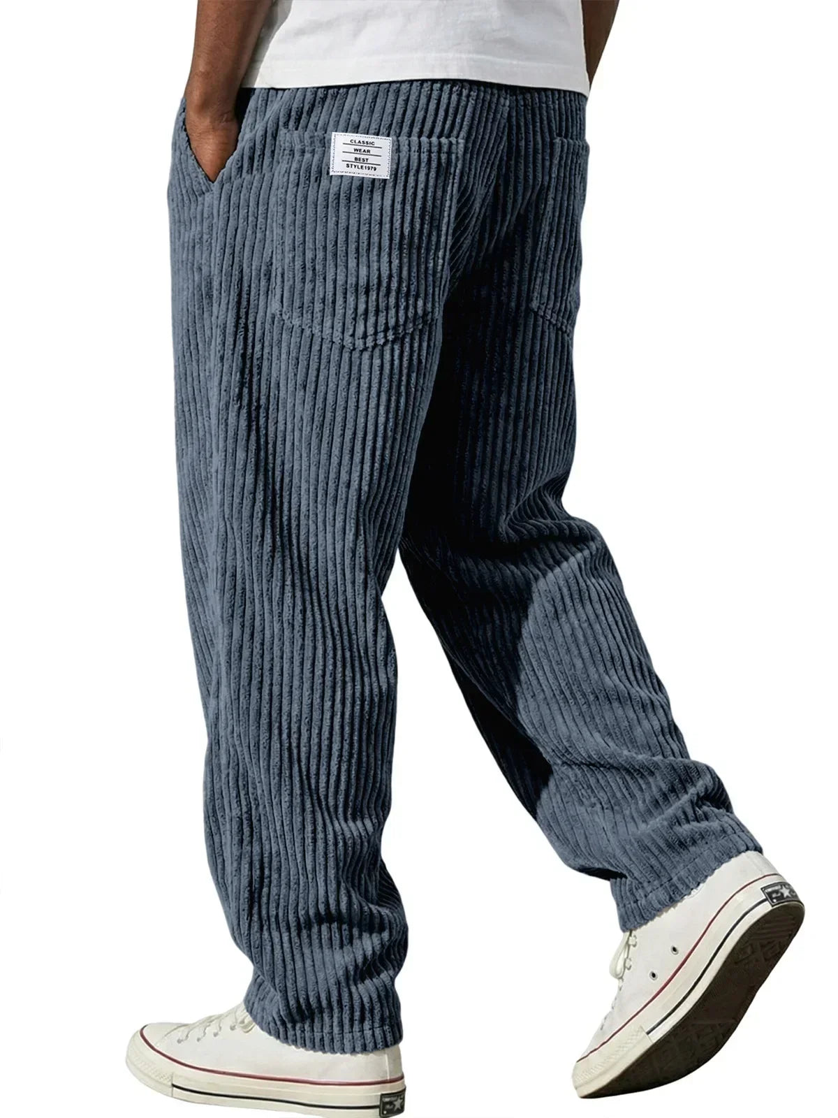 Pantalon décontracté côtelé pour homme
