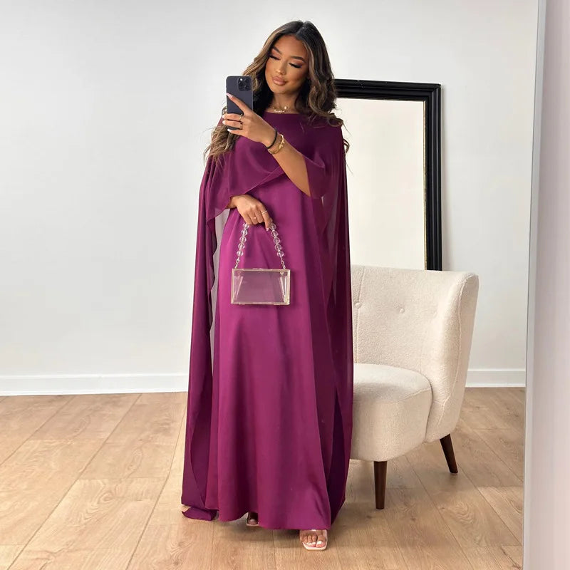 Damen Maxikleid mit Cape-Design und eleganter, fließender Silhouette