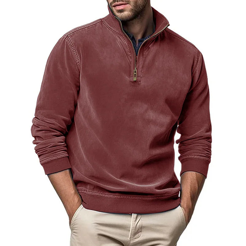 Felpa casual da uomo con cerniera corta