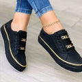Damen Freizeit-Sneaker mit Ketten- und Spitzen-Plateau
