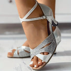 Women’s Rhinestone Cross-Strap Dance Sandals