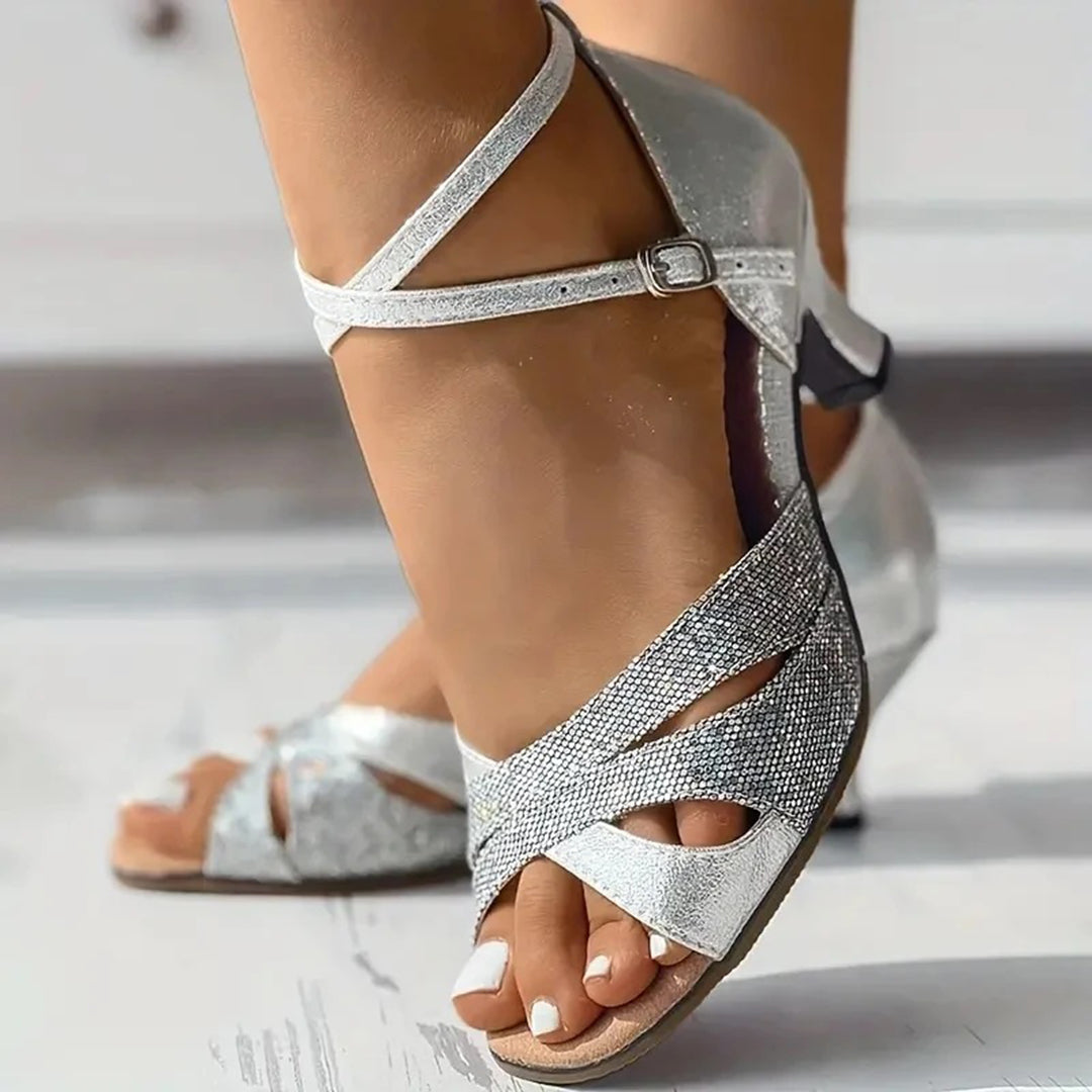Women’s Rhinestone Cross-Strap Dance Sandals