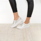 Women’s Rhinestone Platform Lace-Up Sneakers