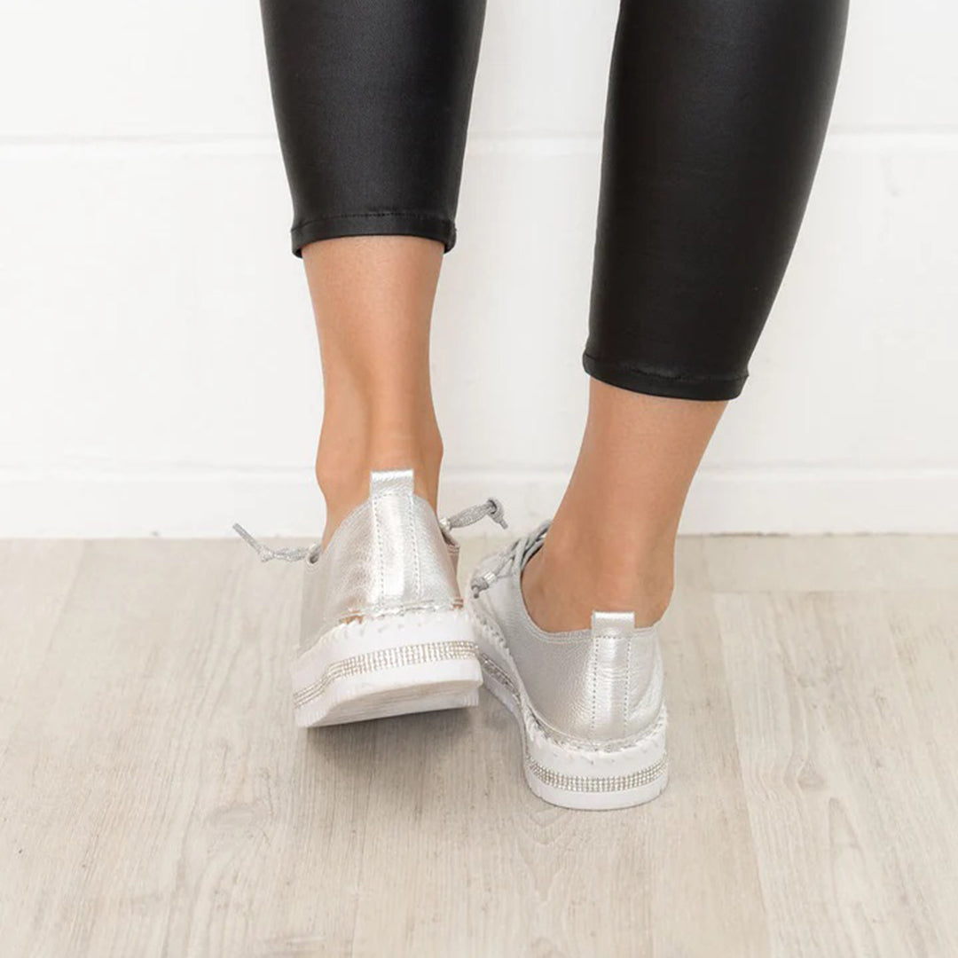 Women’s Rhinestone Platform Lace-Up Sneakers