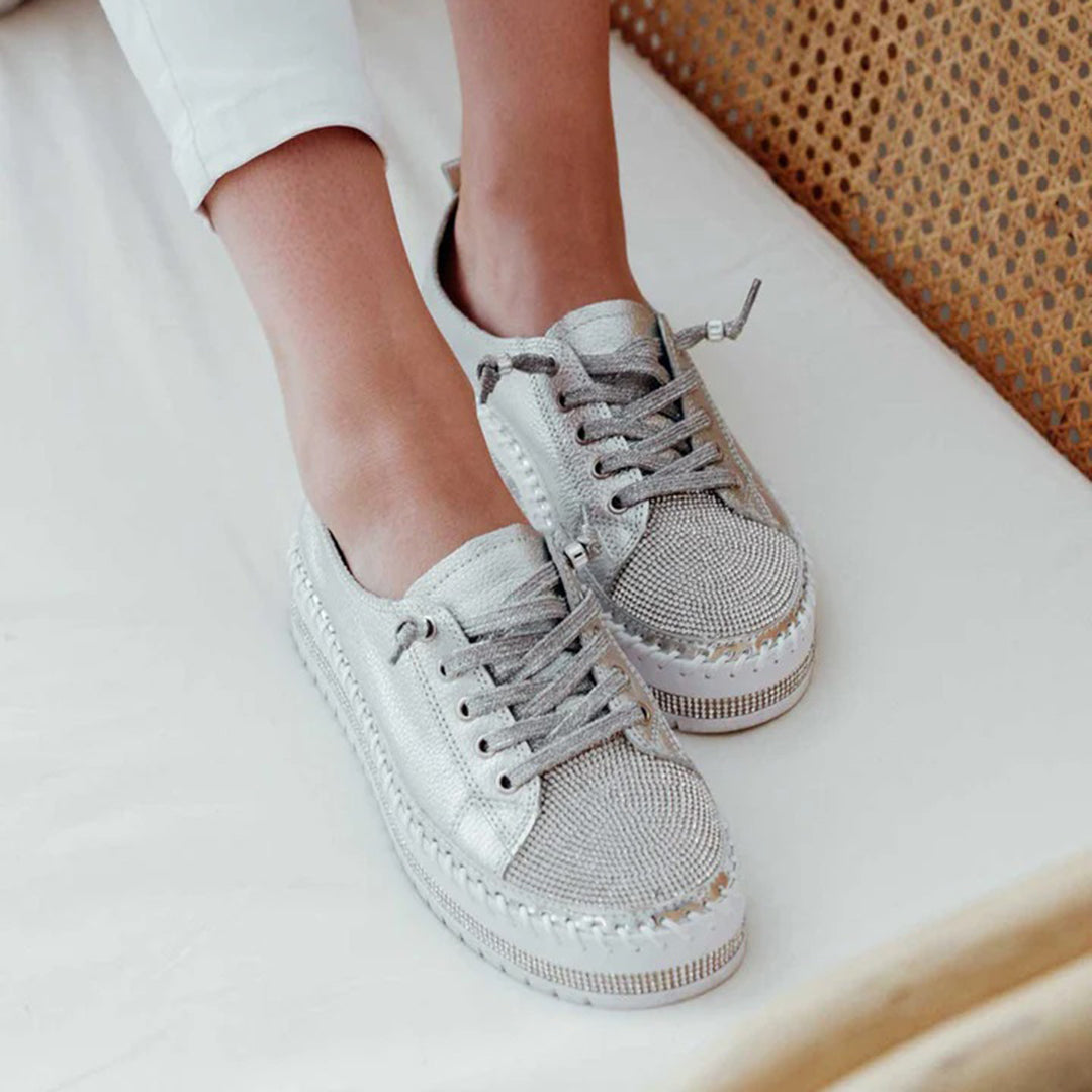 Women’s Rhinestone Platform Lace-Up Sneakers