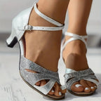 Women’s Rhinestone Cross-Strap Dance Sandals