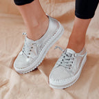 Women’s Rhinestone Platform Lace-Up Sneakers