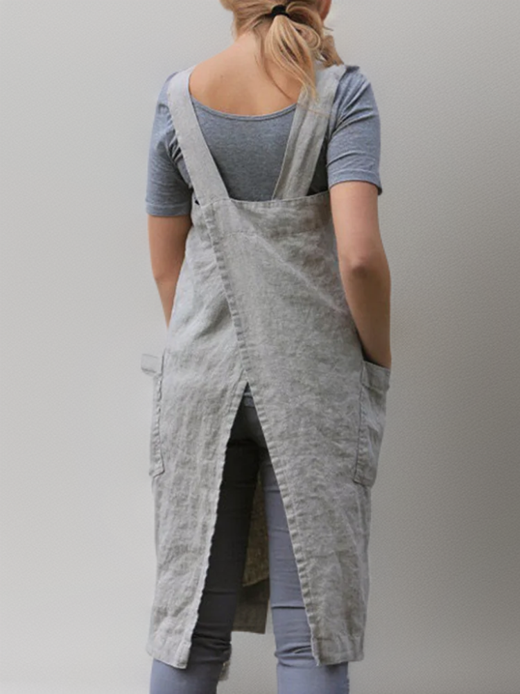 Unisex-Baumwollschürze mit Kreuzrücken-Design und mehreren Taschen für den Alltag