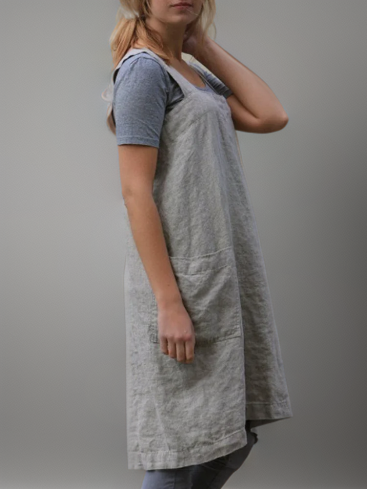 Unisex-Baumwollschürze mit Kreuzrücken-Design und mehreren Taschen für den Alltag
