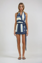 Women's Striped Halter Mini Dress for Elegant Summer Evening Styling