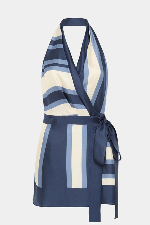 Robe mini dos nu rayée pour femmes pour soirées d'été élégantes  