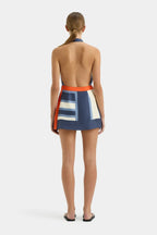 Women's Striped Halter Mini Dress for Elegant Summer Evening Styling