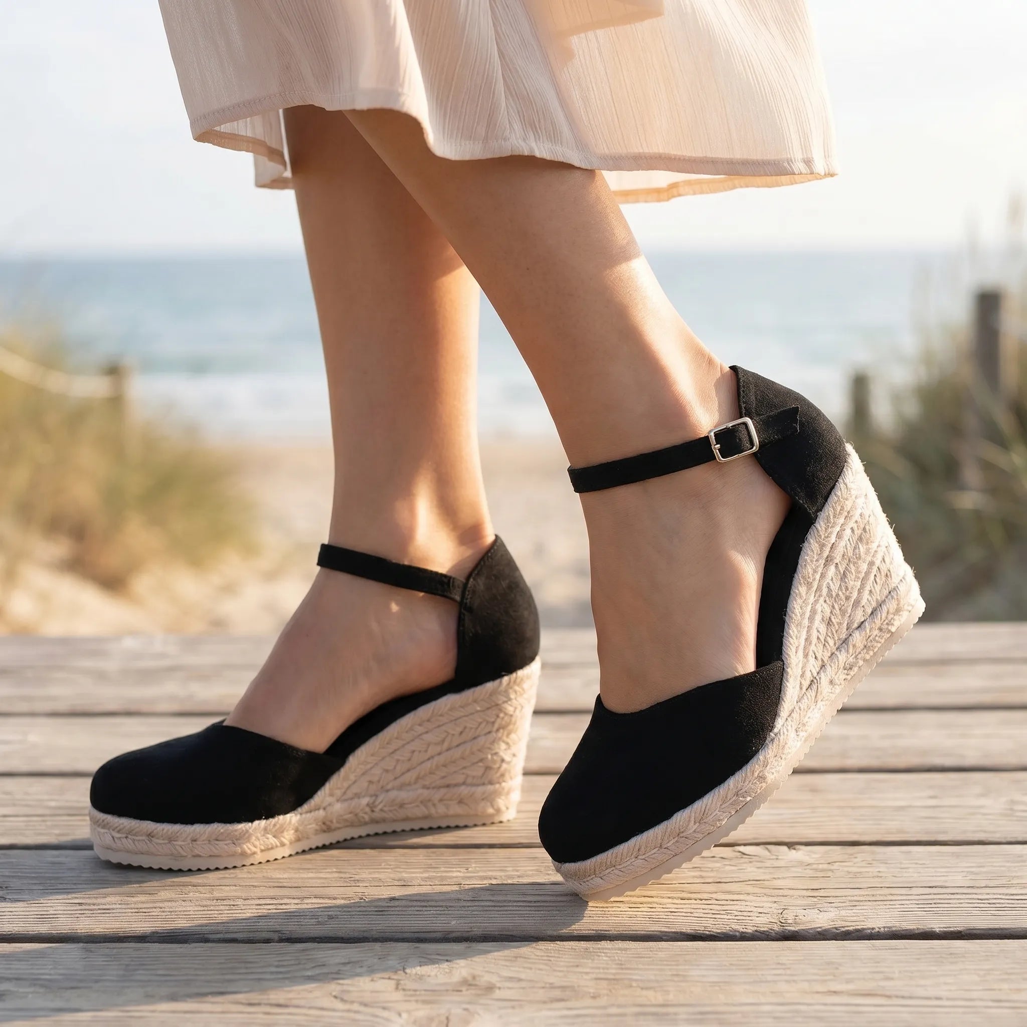 Espadrillekilestøvler til kvinder med lukket tå