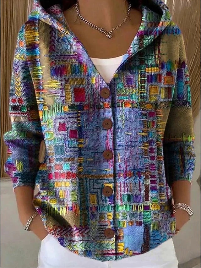 Women's Artistic Hooded Button Jacket