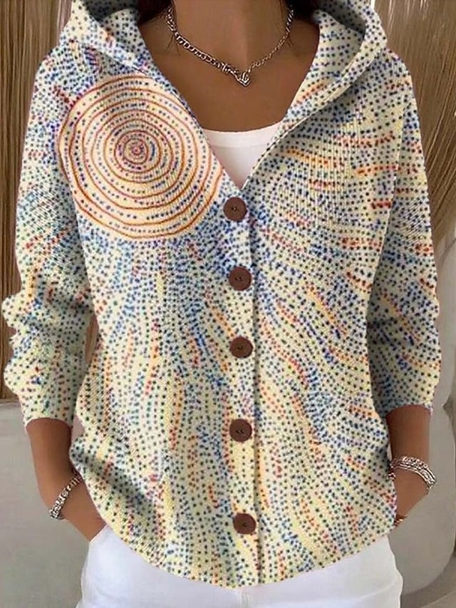 Veste artistique à capuche et à boutons pour femme