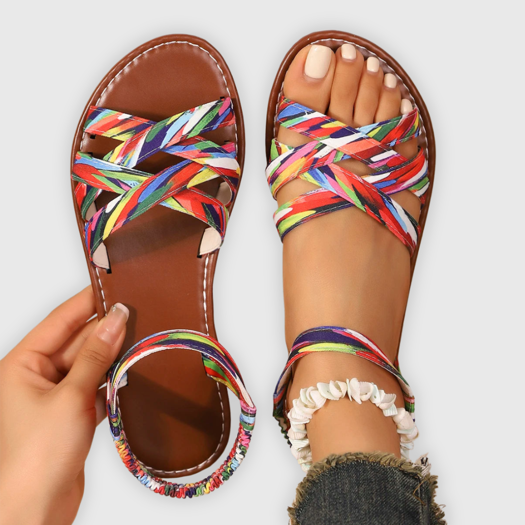 Women's Printed Crisscross Flat Sandals