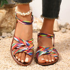 Women's Printed Crisscross Flat Sandals