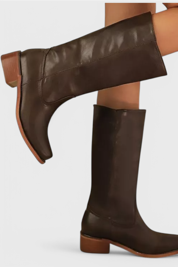 Botas clásicas de mujer hasta la rodilla con tacón apilado
