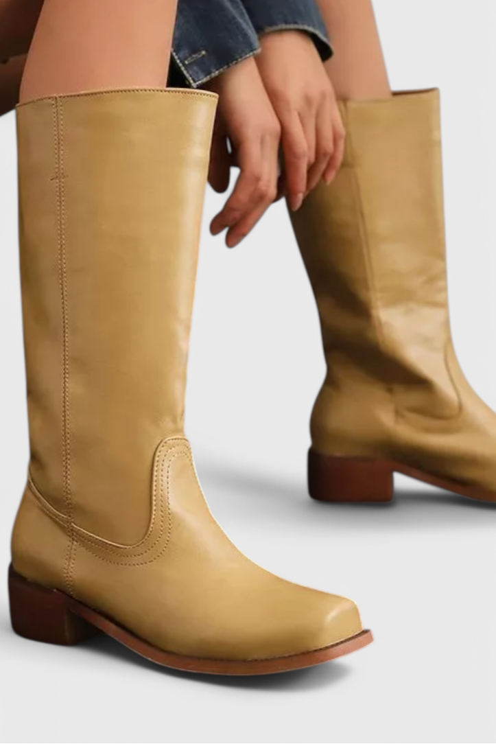 Botas clásicas de mujer hasta la rodilla con tacón apilado