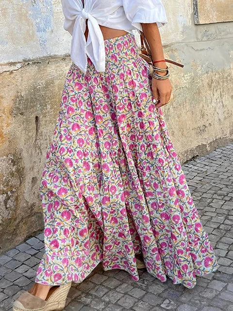 Maxikjol för kvinnor med blommönster