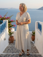 Vestido largo cruzado de rayas para mujer