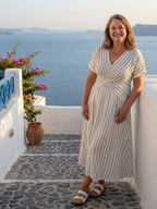 Gestreiftes Wickel-Maxikleid für Damen