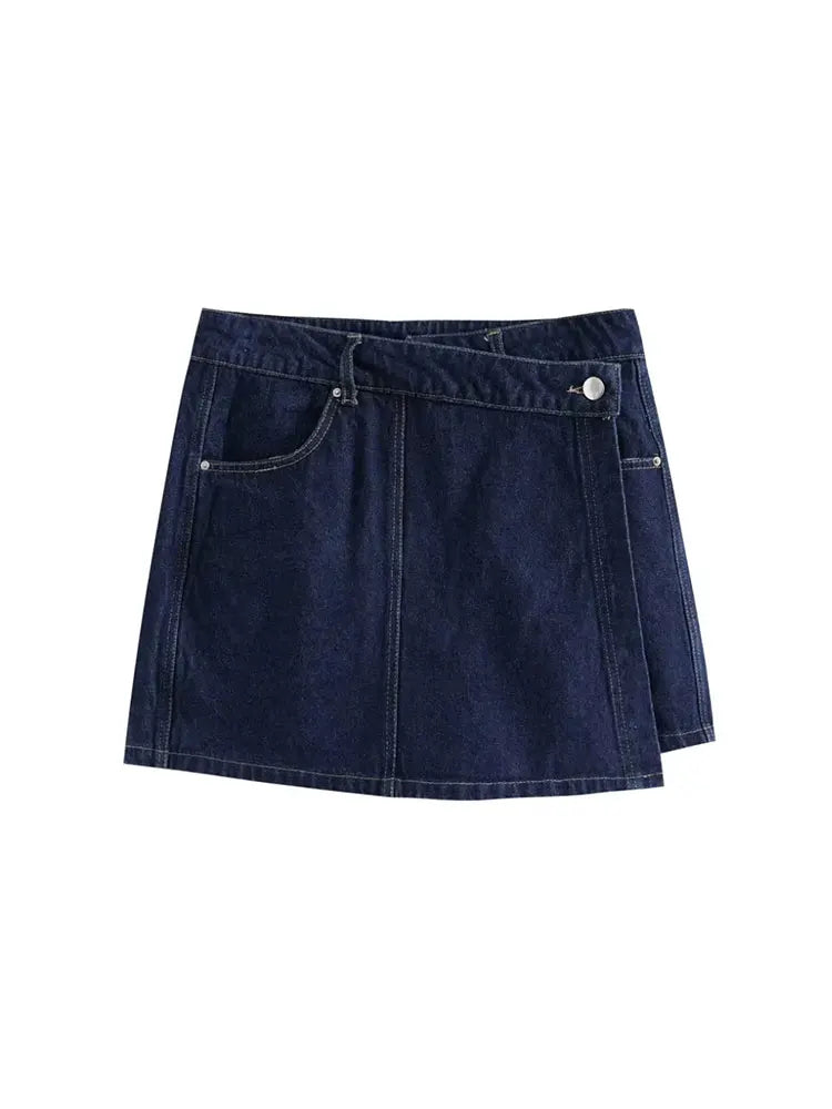 Denim Co-ord Set for Women with Cropped Top and Asymmetric Skirt Style