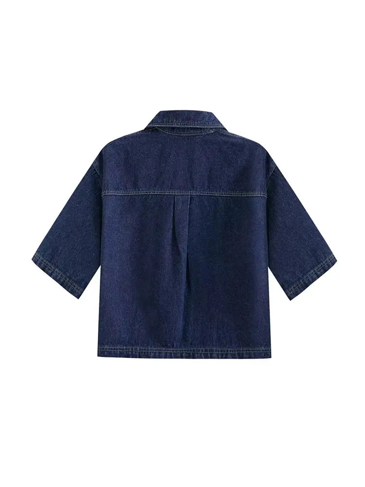 Denim Co-ord Set for Women with Cropped Top and Asymmetric Skirt Style